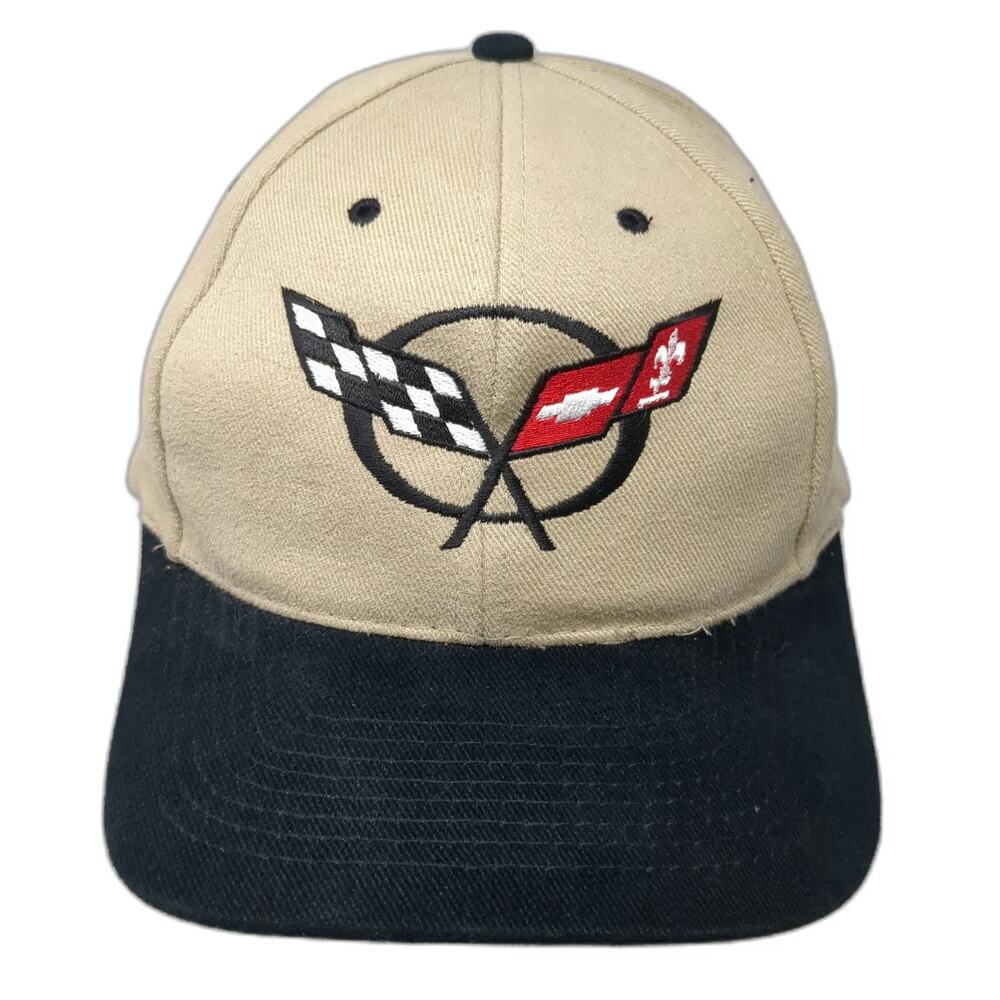 Hot Rods Chevrolet Corvette Beige Black Baseball Cap One Size Strapback Hat